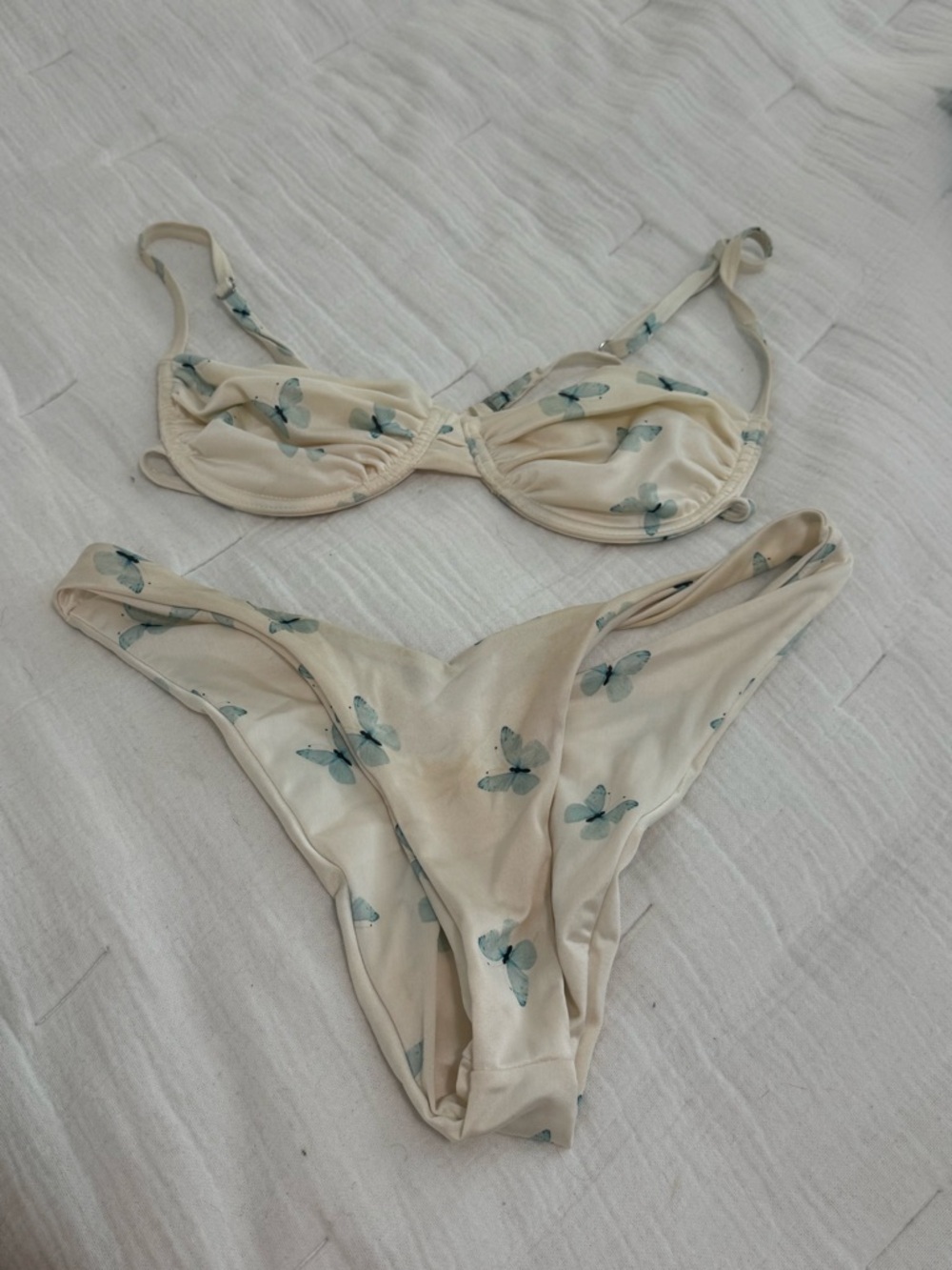 Lioness Cream Bikini with Pale Blue Butterfly Motif